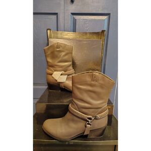 B Makowsky Women's Hudson Gray Leather Removable Harness Boots Size 8.5
